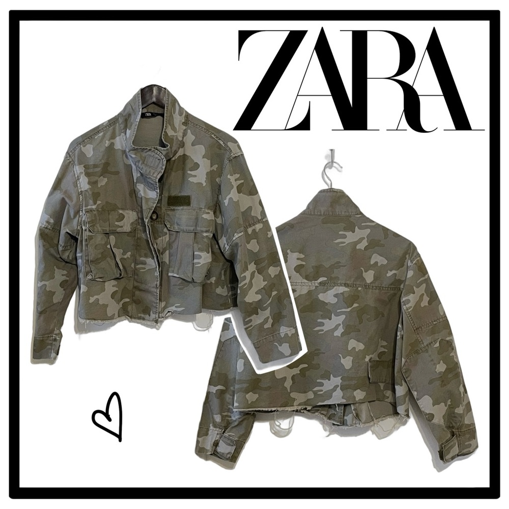 Zara oversize cropped jacket - camo